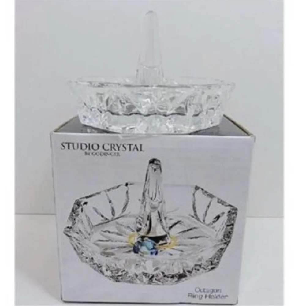 Crystal Ring Holder Brilliant Hand-Cut Pattern Octagon Studio Crystal Facet Cut